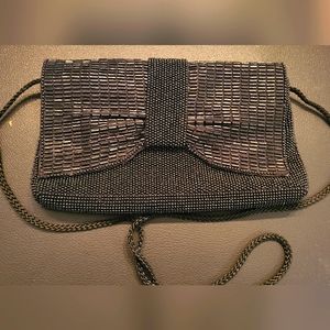 Vintage Black Beaded Evening Bag